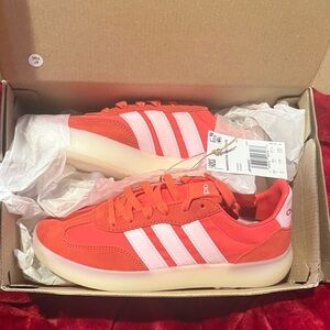 Adidas Bright Orange and White Sneakers